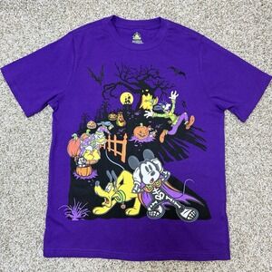 Disney Store KIDS XL 14 Halloween Mickey Pluto Donald Goofy Purple Tee NWT Shirt